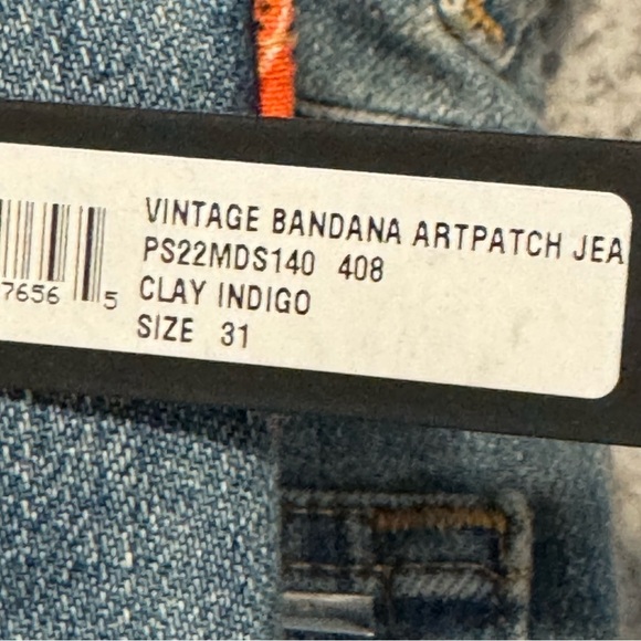 AMIRI Vintage Bandana Artpatch Jeans Clay Indigo 31x34” - Picture 12 of 16